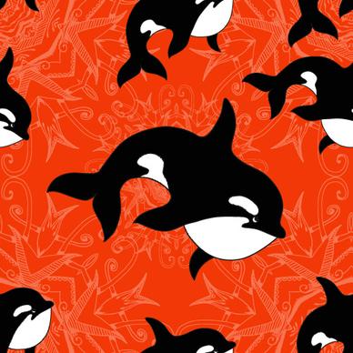 dolphin with sea seamless pattern vector