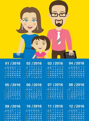 calendar16 with family vector design