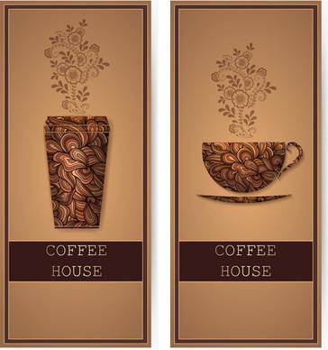 art pattern with coffee card vector