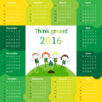 calendar16 kids cartoon object vector