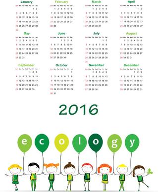 calendar16 kids cartoon object vector