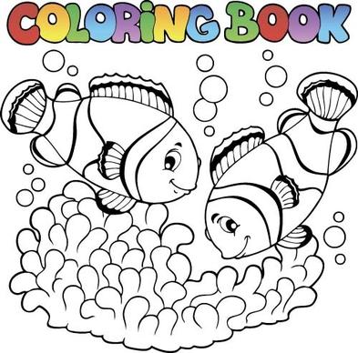 coloring picture sea world vector template