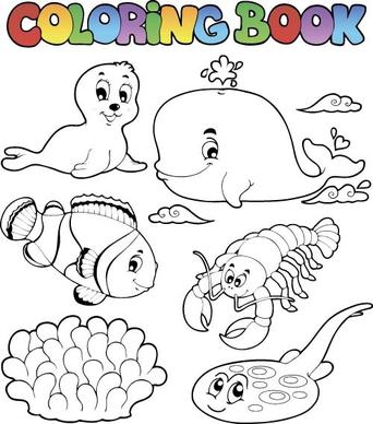 coloring picture sea world vector template