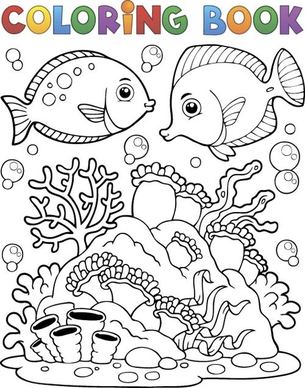 coloring picture sea world vector template