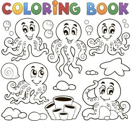 coloring picture sea world vector template