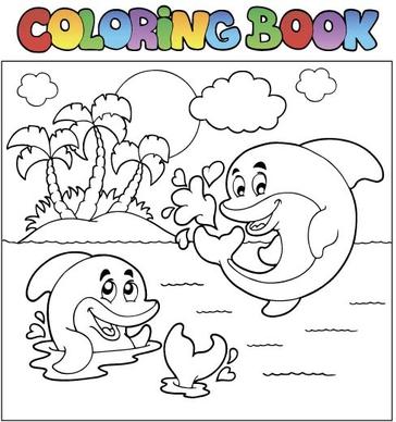 coloring picture sea world vector template