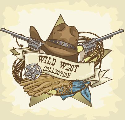 vector wild west vintage labels