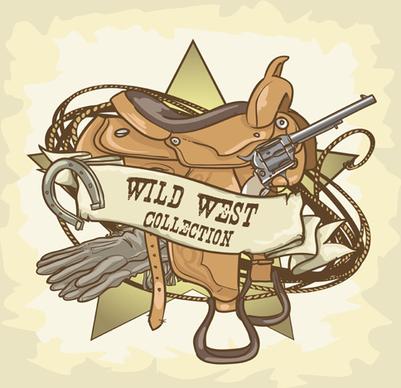 vector wild west vintage labels