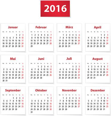 grid calendar16 modern vector