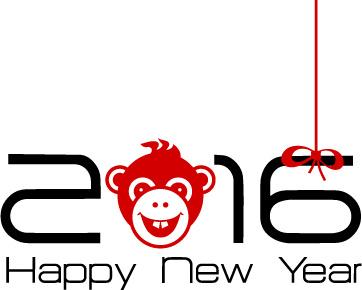 2016 year of the monkey vector