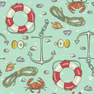 sea with nautical vector seamless pattern