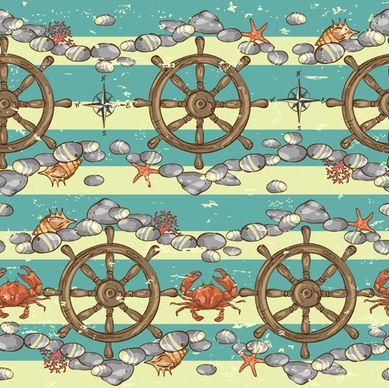 sea with nautical vector seamless pattern