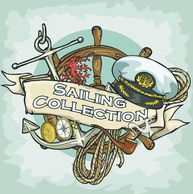 old retro sailing labels vectors