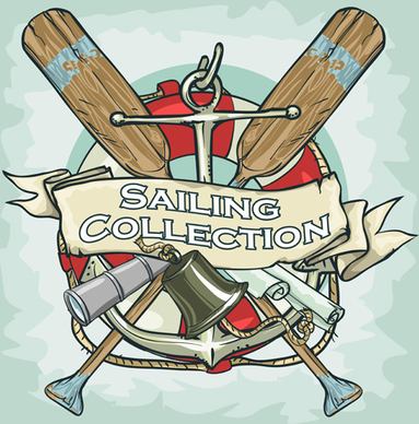 old retro sailing labels vectors