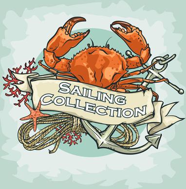 old retro sailing labels vectors