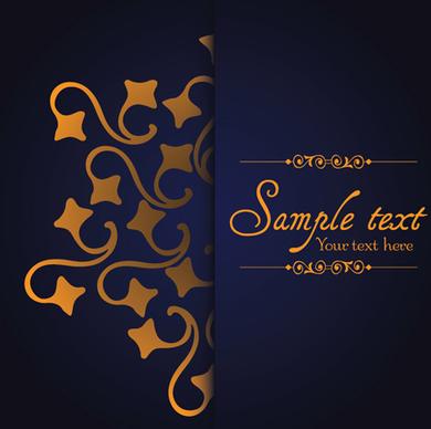 dark blue ornate background with golden decorative vector