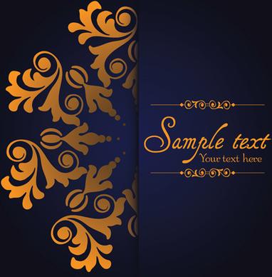 dark blue ornate background with golden decorative vector