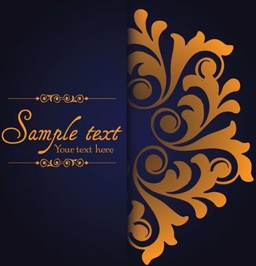 dark blue ornate background with golden decorative vector