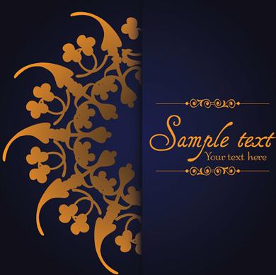 dark blue ornate background with golden decorative vector