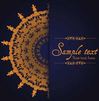 dark blue ornate background with golden decorative vector