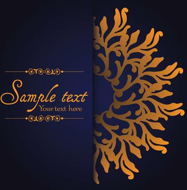 dark blue ornate background with golden decorative vector