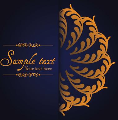 dark blue ornate background with golden decorative vector