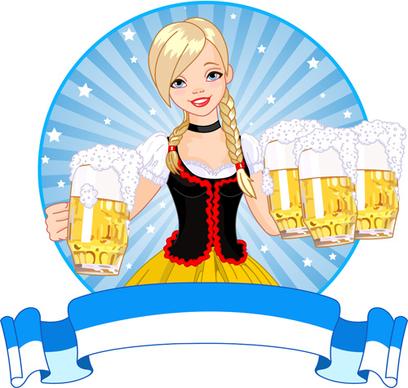 girl with beer oktoberfest vector