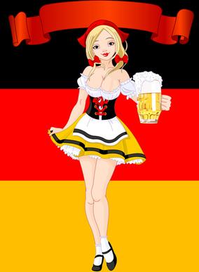 girl with beer oktoberfest vector