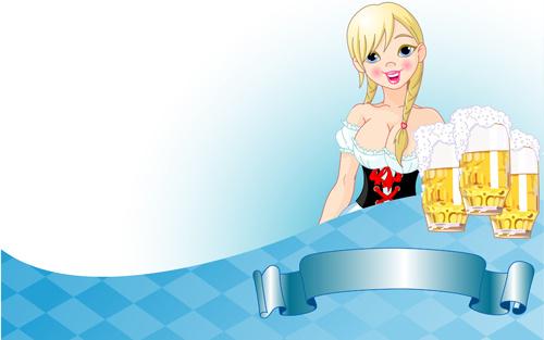 girl with beer oktoberfest vector