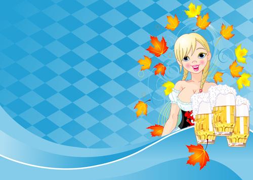 girl with beer oktoberfest vector