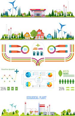 gasoline oil with gas station infographic vector