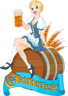 girl with beer oktoberfest vector