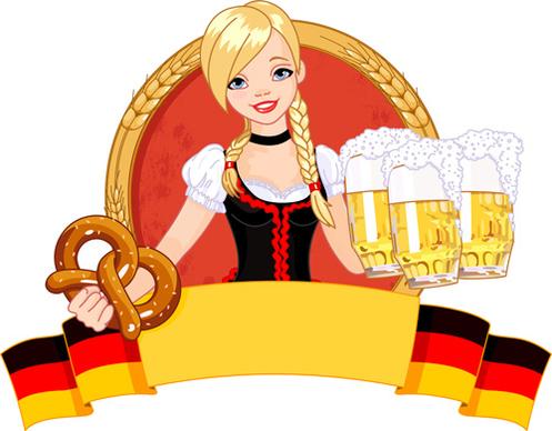 girl with beer oktoberfest vector