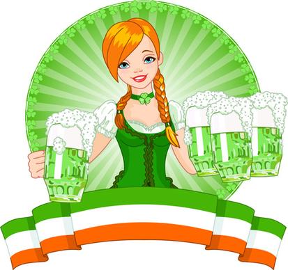 girl with beer oktoberfest vector