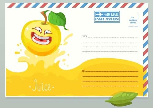 cute apple envelope vector