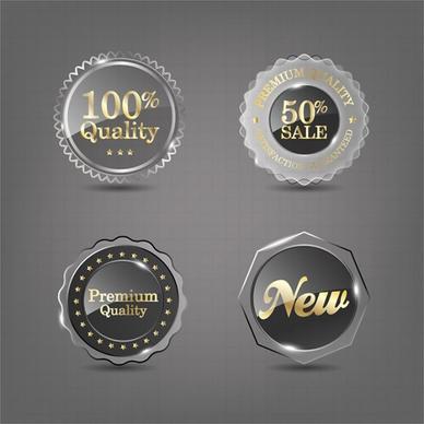 transparent glass sale labels vectors