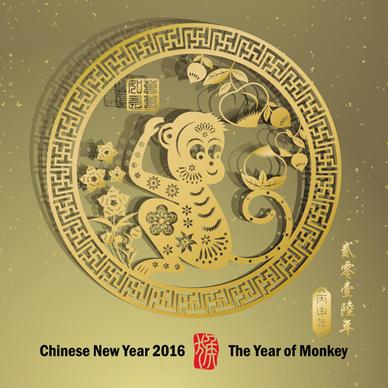 chinese new year16 monkey design vector