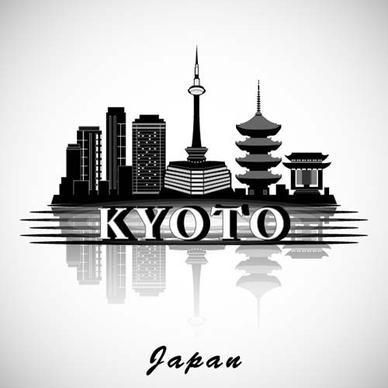 kyoto city background vector