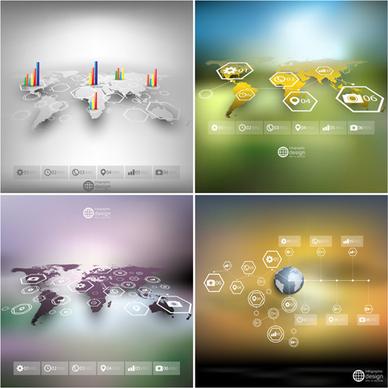 world maps infographics design vectors