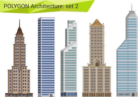 polygonal architecture design vector set