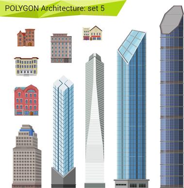 polygonal architecture design vector set