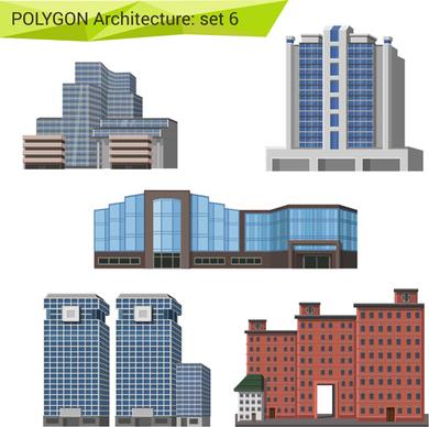 polygonal architecture design vector set