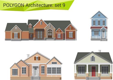 polygonal architecture design vector set