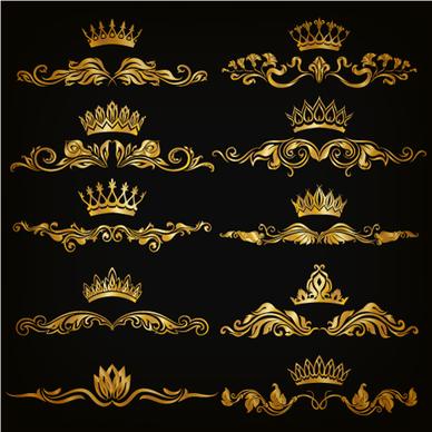 luxury floral ornaments golden vectors