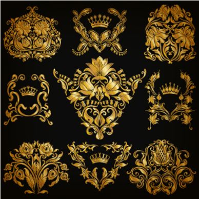 luxury floral ornaments golden vectors