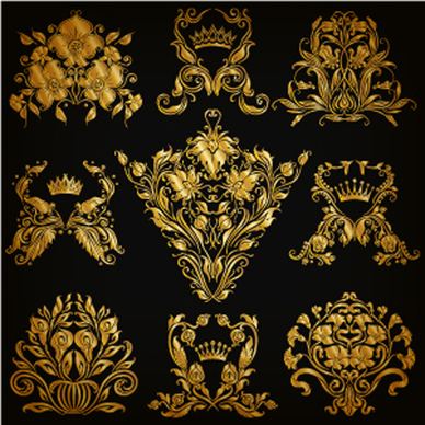 luxury floral ornaments golden vectors