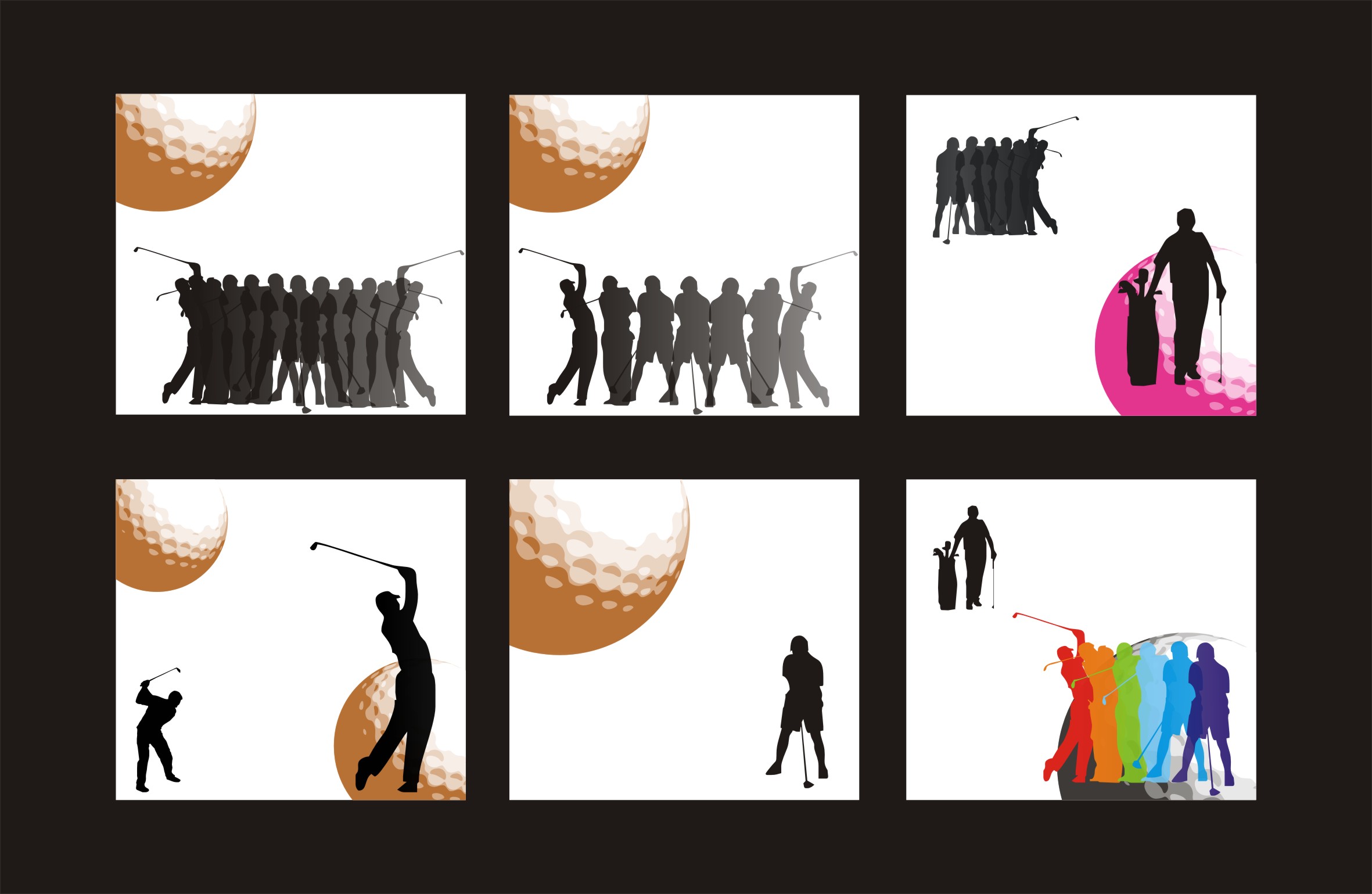 golf figure silhouettes vector