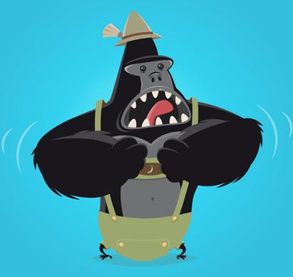 amusing gorilla cartoon styles vector