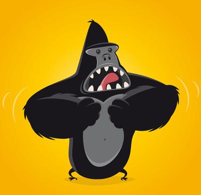 amusing gorilla cartoon styles vector