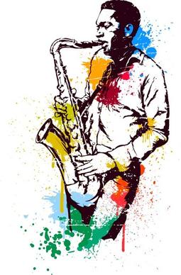 old saxophone performer vector